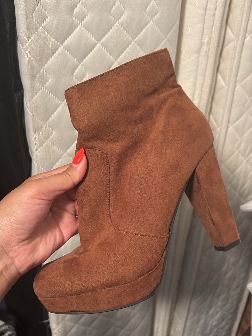 DSW Brown Suede Platform Block Heel Ankle Boots